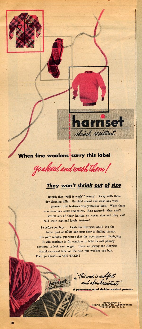 Harriset advertisement, New York Times, ca 1940s.