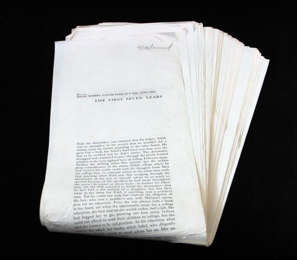 Magic Barrel Galley proof. 1958. At head of each page: "Magic barrel 11-13-32[1/2] Caslon O. S. Figs (FSC) 2221."