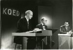 Linus Pauling debating Edward Teller on nuclear fallout, 1958.