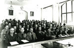 Group photo of participants at the Conference on Current Problems of Physics. Copenhagen, Denmark. September 1947.