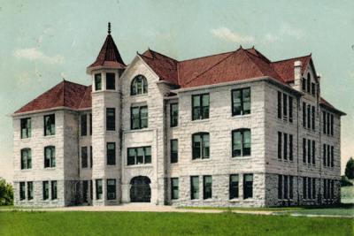 Hand-colored image of Education Hall.