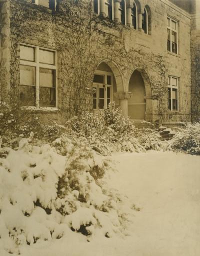 Entrance to Apperson Hall, Winter 1921-1922.