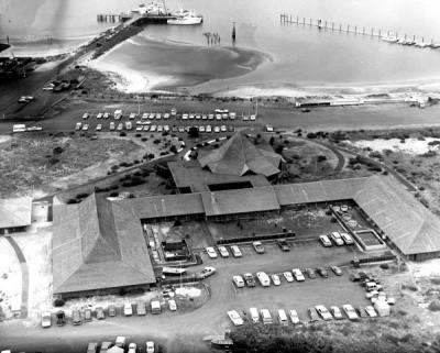 Aerial view of the Hatfield Marine Science Center, Newport, Oregon, ca. 1970s.