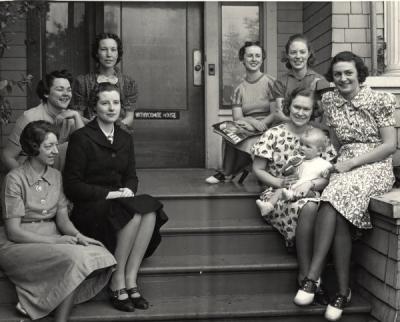 Students at the Home Economics Home Management House, named the Withycombe House, ca. 1940.
