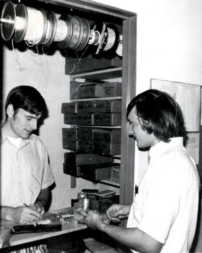 Unidentified engineering students, circa 1970s.