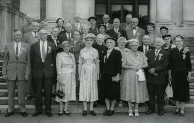 Fiftieth reunion of the class of 1905, June 1955. Alice Jones is located front row, fifth from left.