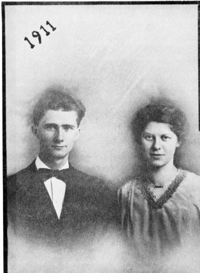 E. B. and Lora Lemon, ca. 1911. Photograph is from a wedding booklet comissioned for their 50th wedding anniversary.