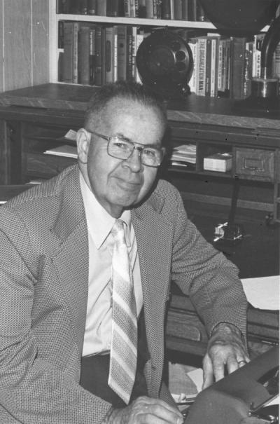 <p>James M. Morris, 1972. Morris received a degree in Electrical Engineering from Oregon Agricultural College in 1928 and wrote "The Remembered Years" with KOAC. He became a full-time producer and announcer for KOAC in 1932</p><p>				and served as the Program Director from 1945-1963. Morris retired in 1972.</p>