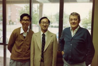 Professor Liangsu Gao, Dr. E. J. Kanemasu and Dale N. Moss, 1982.
