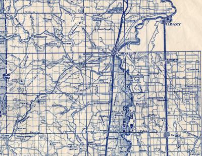 Segment of the Polk-Benton District map published by the Oregon State Board of Forestry, 1948.