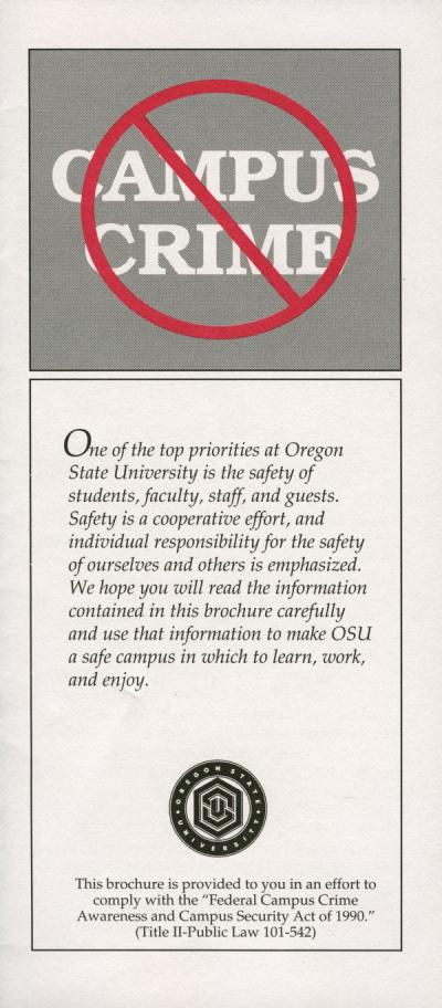 Cover of an OSU Public Safety brochure, 1993.