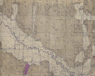 Detail of a range survey for the Keating Soil Conservation District, Lower Powder River, Baker County, Oregon. Ca. 1940.