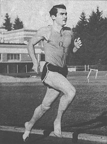 Dale Story, running barefoot, as was his trademark. Ca. 1960s.