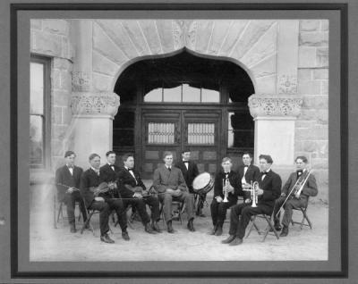 The 1907 OAC Orchestra. Marcus Struve is seated with a violin, front row, second from left.