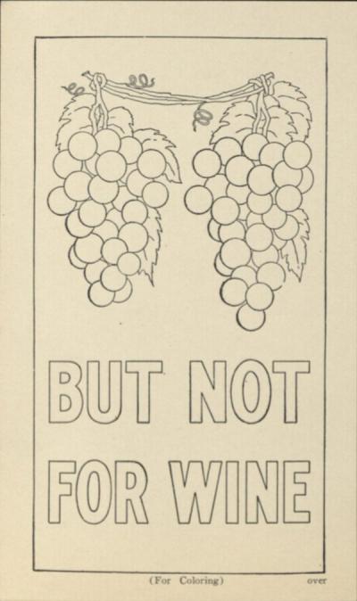 "But Not for Wine" coloring pattern, ca. 1930s.