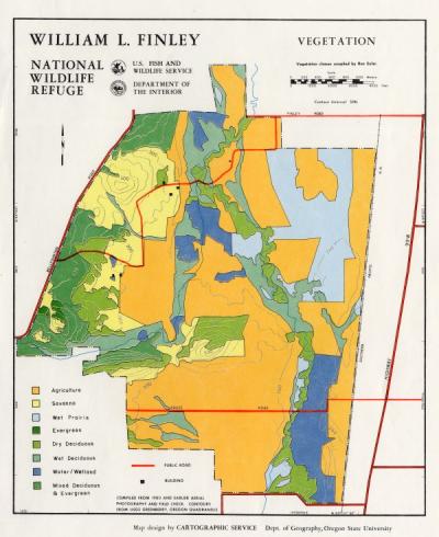 Map of William L. Finley National Wildlife Refuge vegetation, ca. 1980.