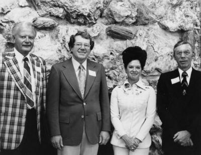 Trustees of the OSU Foundation, June 1976. From left: H. A. "Andy" Andersen, William Peckham, Mrs. Joan Austin and Robert R. Mitchell.