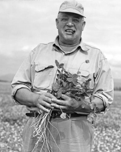 Harry August Schoth, ca 1950s. Schoth received his B.S. in 1914 and M.S. in 1917 from the Oregon Agricultural College. Schoth was a Fellow from 1914-1916, then became an instructor in Farm Crops in 1924. Schoth worked with the U.S. Department of Agriculture from 1917-1961 and received the Gold Medal Award for Distinguished Service to Agriculture in 1962.