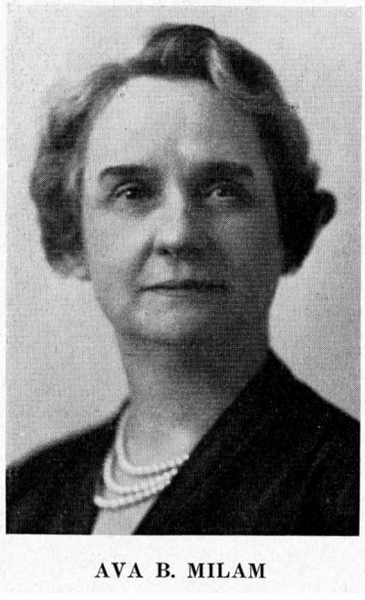 Ava B. Milam Clark, ca. 1946. Ava B. Milam came to OAC in 1911 and was appointed the Dean of the School of Home Economics in 1917, serving for 33 years. She was primarily interested in the study of home economics within Asian cultures. During WWI she was appointed as the Home Economics director for Oregon.