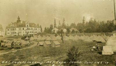 "O. A. C. cadets in camp, A. V. P. Expo, Seattle, June 5-9, 1909."