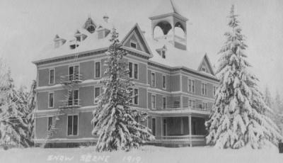 Fairbanks Hall snow scene, December 1919.