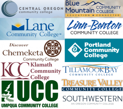 Logos of 11 of Oregon's community colleges