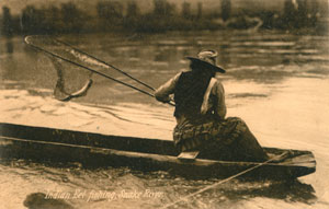 Fishing for eel on the Snake River, 1905.