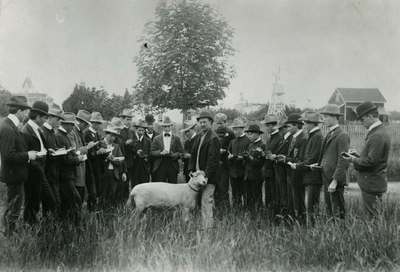 Agriculture Students with a Sheep, ca. 1900